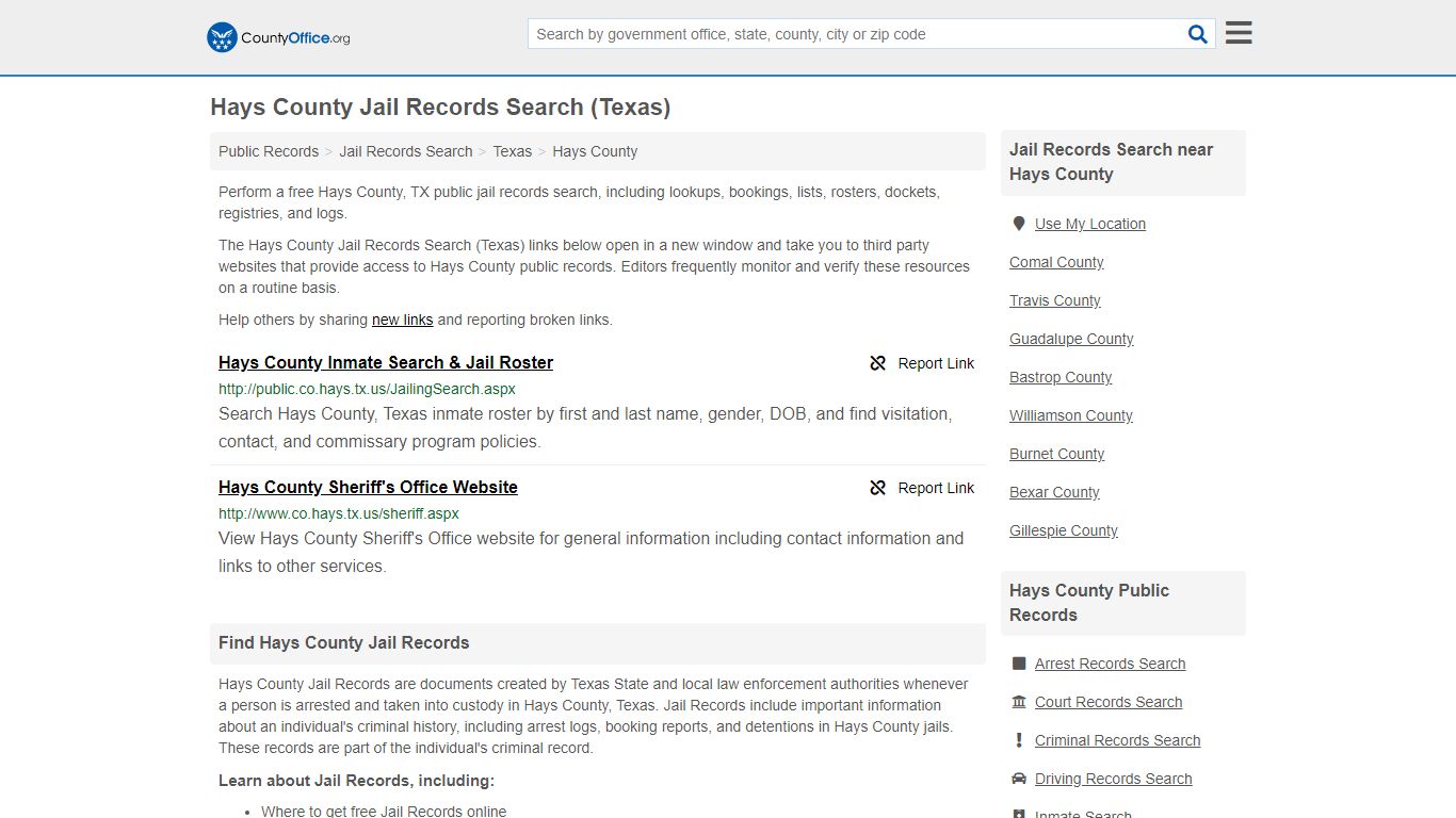 Jail Records Search - Hays County, TX (Jail Rosters & Records)