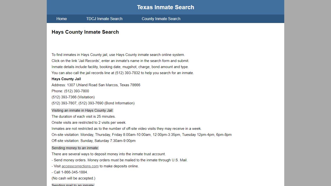 Hays County Inmate Search