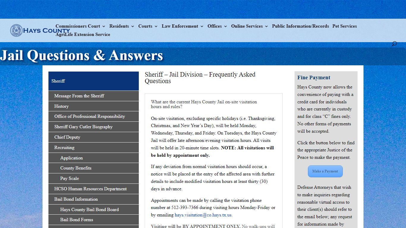 Jail Questions & Answers | Hays County